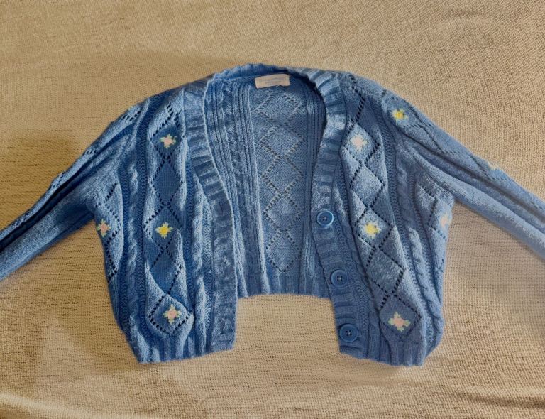 Girls Blue Knitted Cardigan