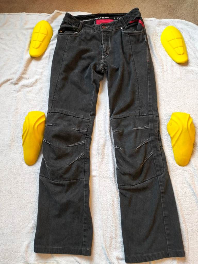 image for Lindstrands Mens Motorcycle Jeans STR XS W30" L32" Black HI-ART Knee hip Armour