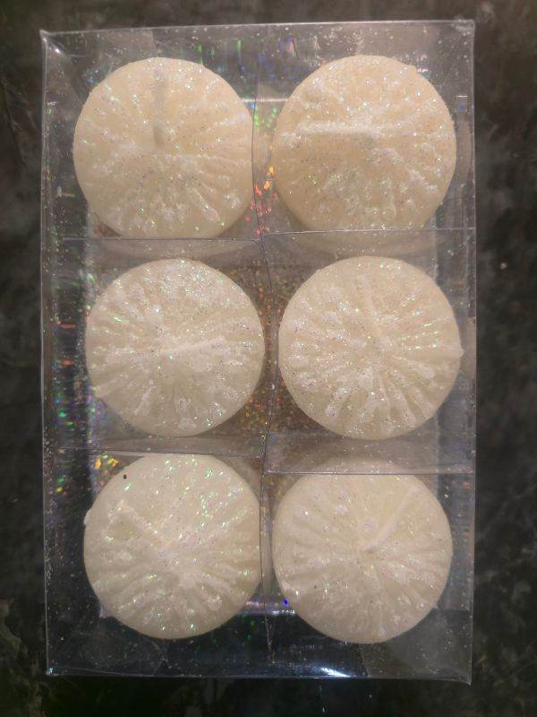 New EUROGENERAL White Glitter Tealights - Pack of 6