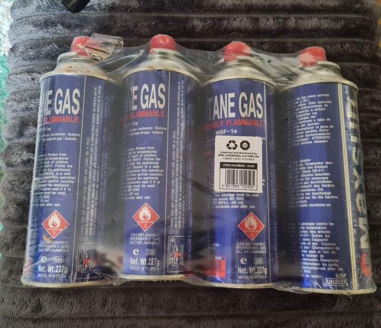 4-Pack Butane Gas Canisters – New, Unused