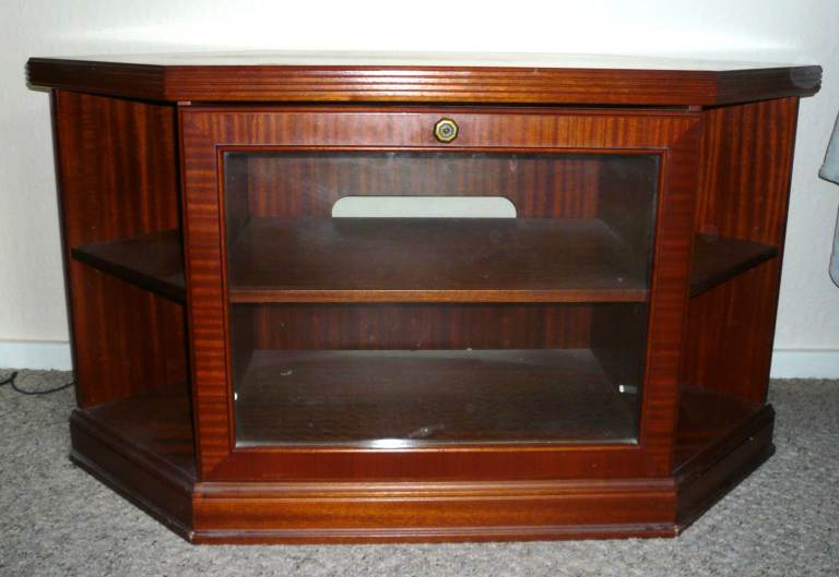 TV corner unit - dark wood 