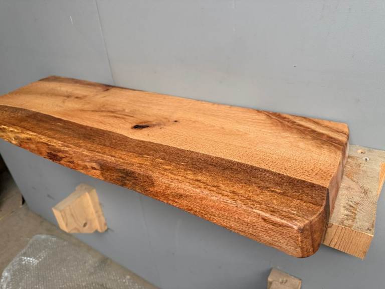 1 x Rustic Live Edge Oak Shelf - 82cm x 26cm x 4cm approx.