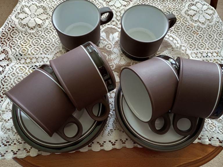 Set of 6 Hornsea Brown Ceramic Cups and Saucers – excellent Condition