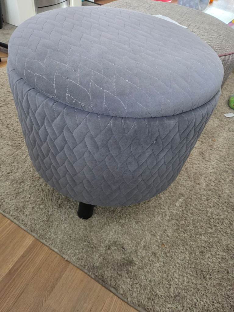 Gray foot stool with storage 