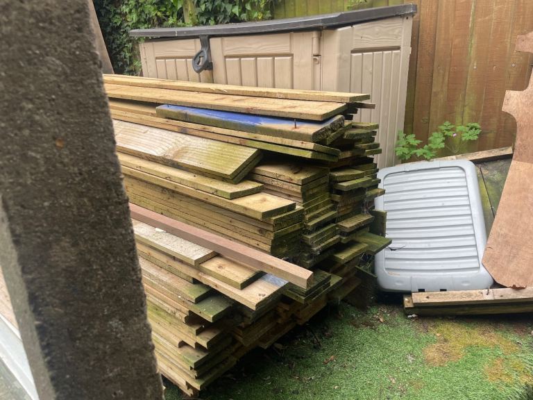 Mixed Timber Planks & Wood Offcuts - Fair Condition for DIY Projects