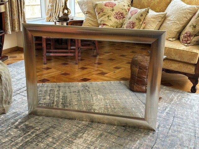 Large mirror, silver frame - excellent condition, ready to hang.