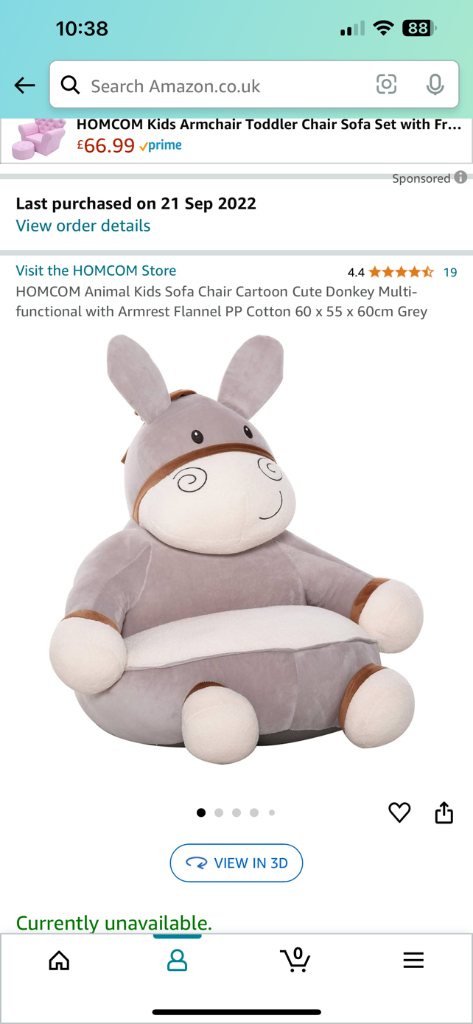 Toddler Donkey Soft Toy Chair