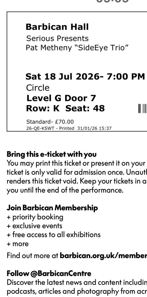 Pat Metheny gig Barbican