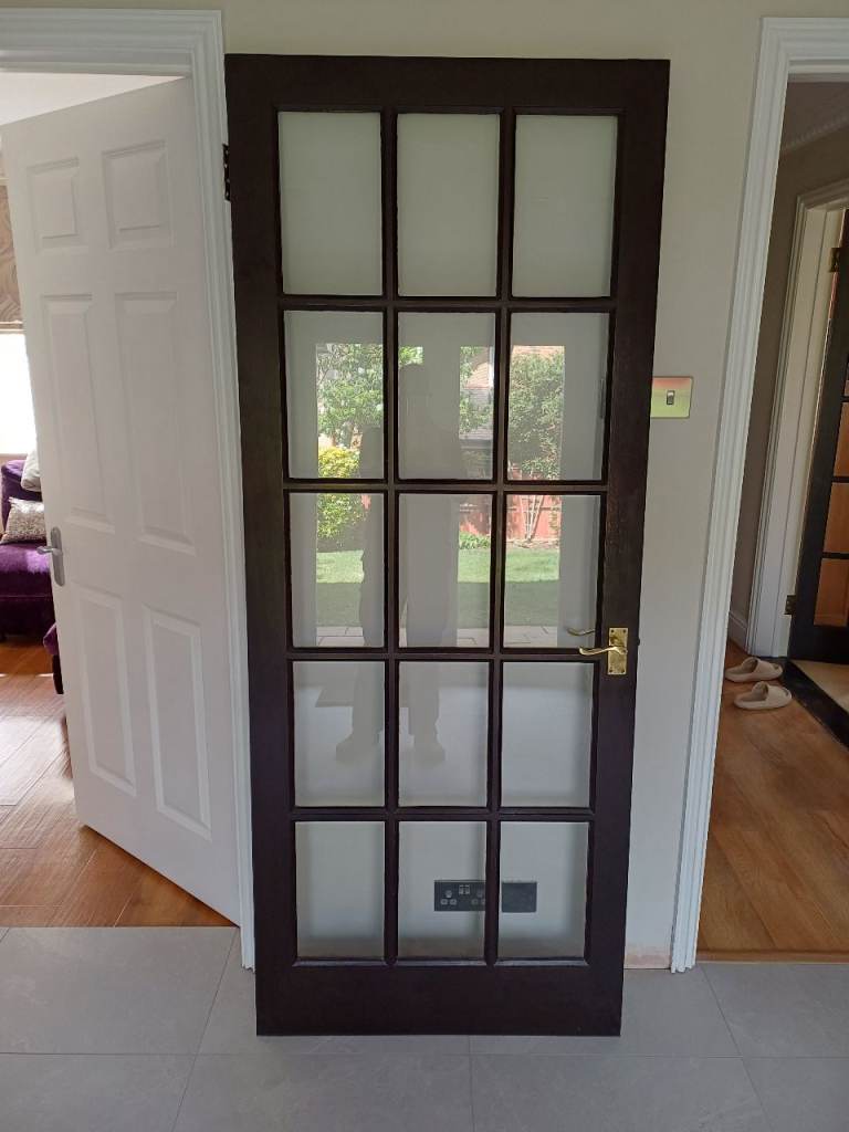 Solid wood glass panel door