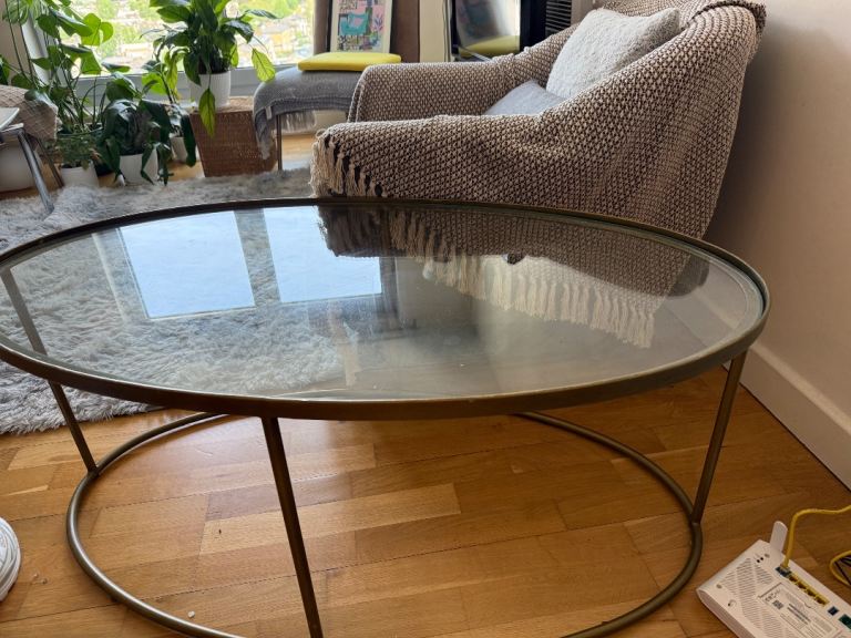 glass top table coffee table living room oval FREE 