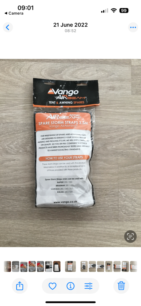 Vango air awning / tent storm straps
