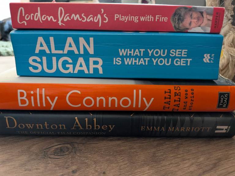 Collection of 4 Hardback/paper back Books: Gordon Ramsay, Alan Sugar, Billy Connolly, Downton Abbey