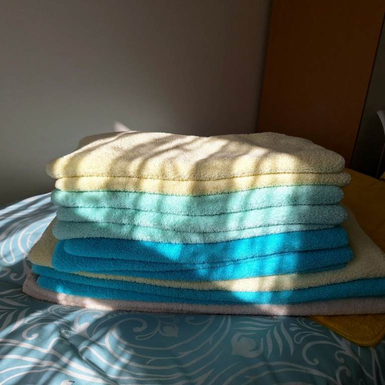 Stack of Ultimate 100% Cotton Towels – Multicoloured, Good Condition