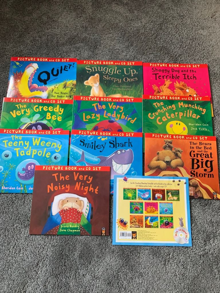 10 Children's Picture Books with CD Set – 9 Books, Good Condition