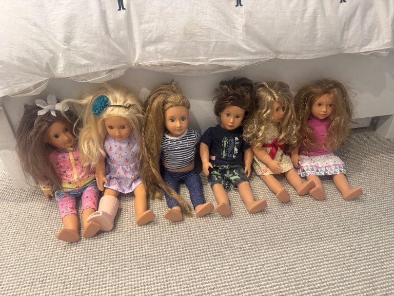 Bundle of Our Generation dolls and accessories including ice cream van