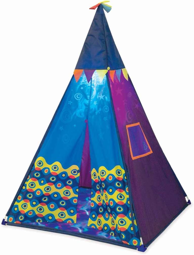 B. toys Teepee Play Tent Kids lantern starry Lights Colorful Indoor Tipi Blue