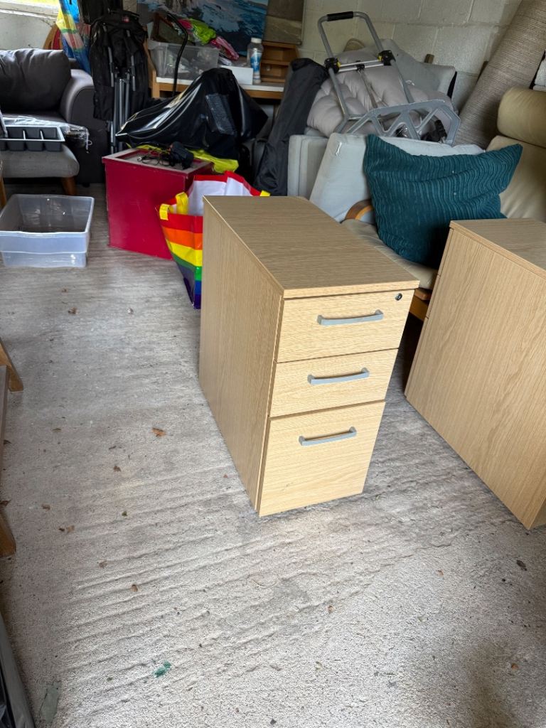 Light Wood Effect 3-Drawer Filing Cabinet - Good Condition