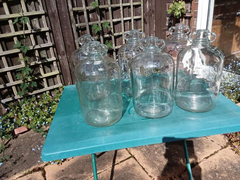 DEMIJOHNS 6 x 1 Gallon/4.5 Litre Clear Glass Home Brew Beer Wine - Two for £5.00 or £3.00 each