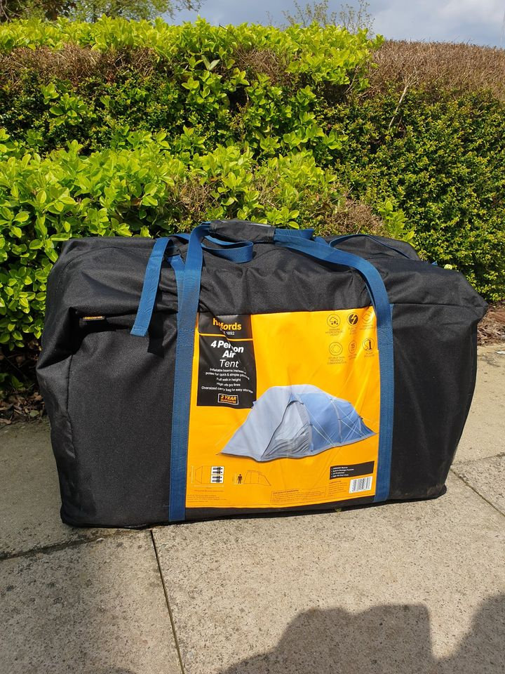 New Halfords Premium 4 Person Man AirBeam Inflatable Family Tent Air Beam Blow up