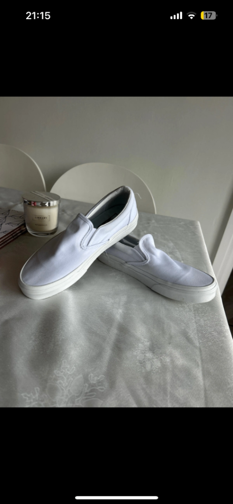 Woman’s worn once size 5 slip on white vans 