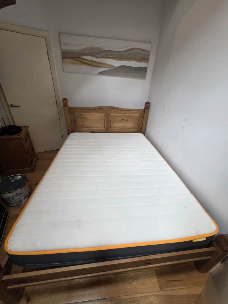 Kingsize bed frame + optional mattress 