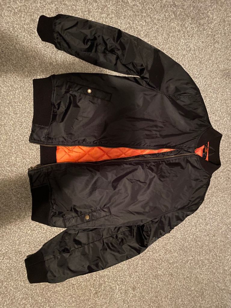 Admiral Bomber Jacket Excellent Condition 4 Pockets Orange Inside Black Medium
