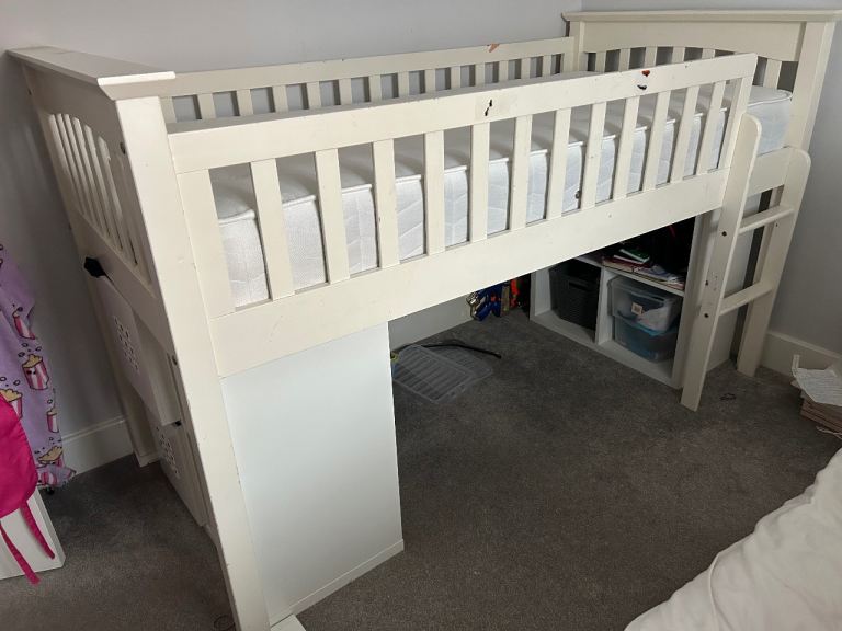 White sturdy mid sleeper bed 