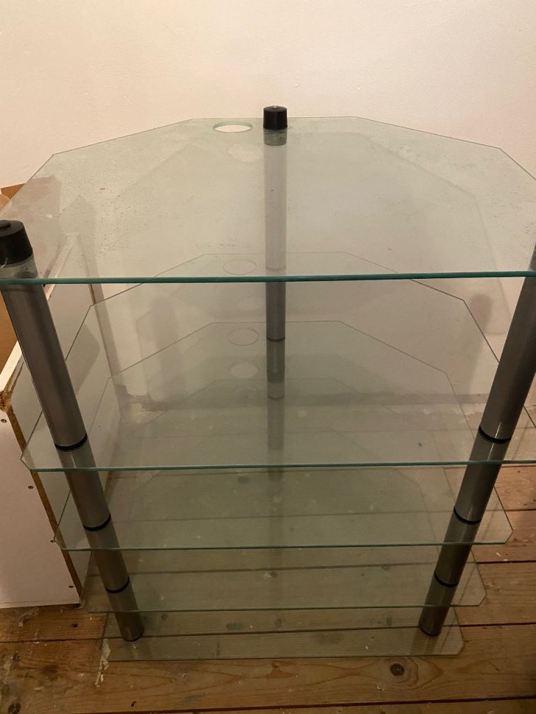 Entertainment stand glass 5 shelves 