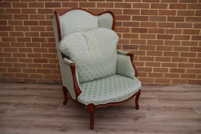 Wesley Barrell French Wingback Armchair with Footstool (UK Delivery)