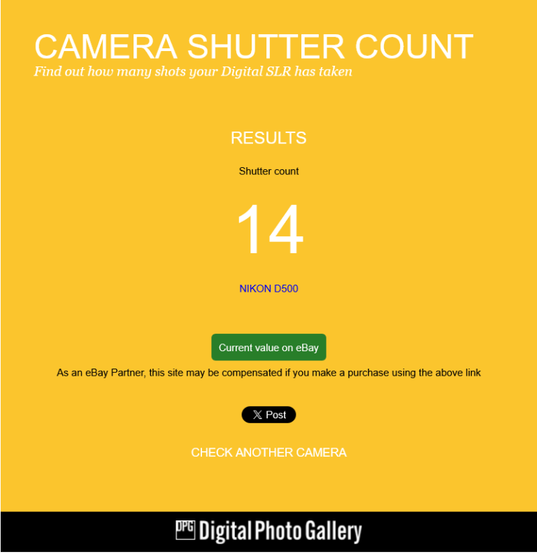 A brand new Nikon D500 body. 14 shutter actuations !