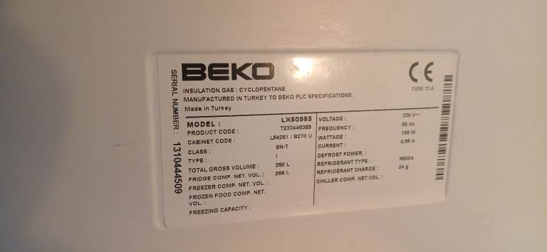 Beko L89201D Freestanding Fridge – Silver, Good Condition