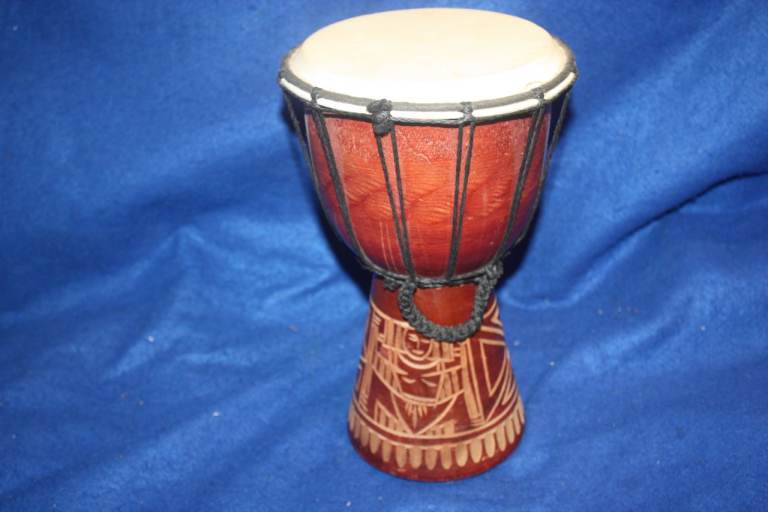 African Wooden Hand Carved Djembe Drum 7in Head x 12in High ~ Weight 806 grams ~ £25 ono