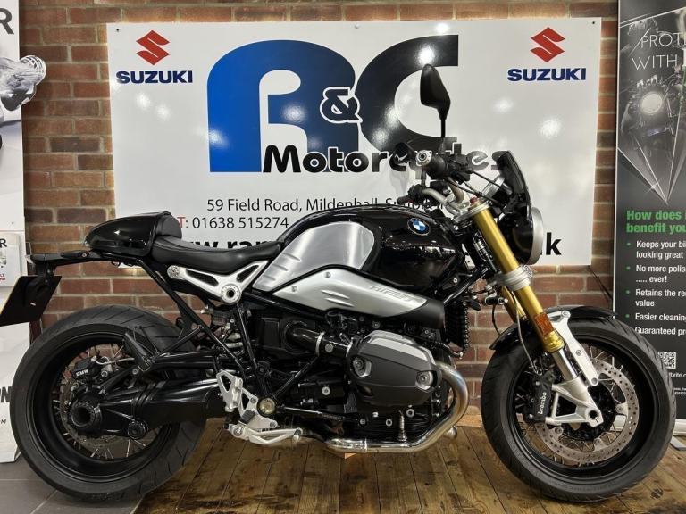 Black BMW R nineT with Seat Cowel and Engine Guards