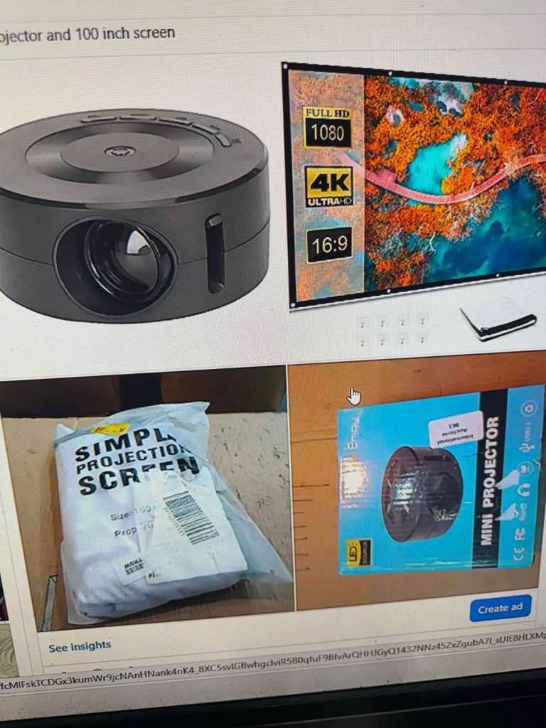 Projector and 100 inch screen £30 