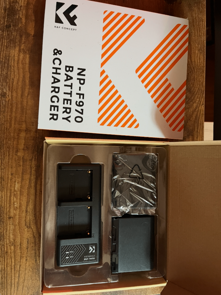 K&F Concept 2 pack NP-F970 battery kit with LED charger.