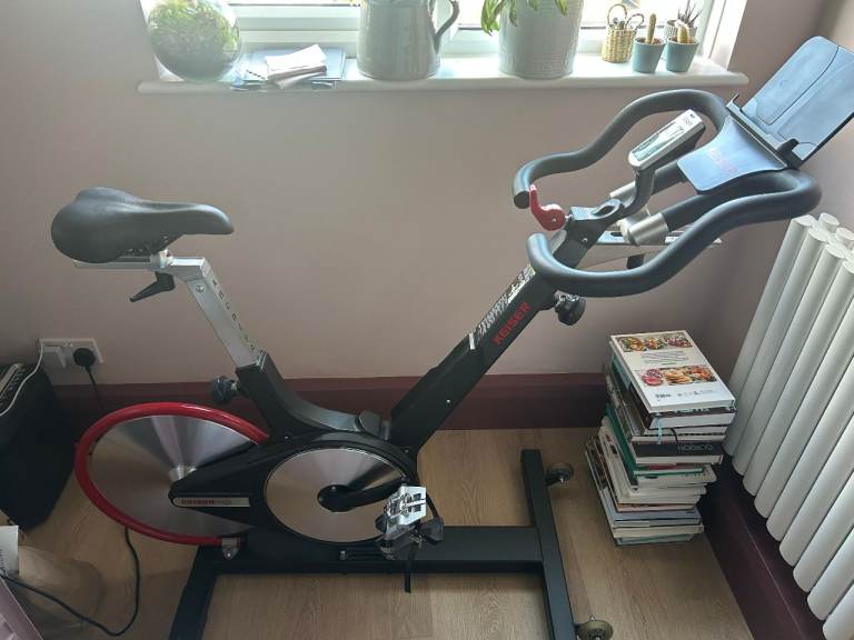 Keiser M3i Black Indoor Studio Bike Commercial Gym Equipment with media shelf