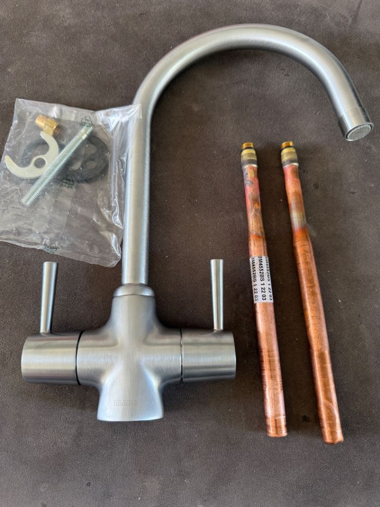BLANCO ARTI BM4552 High Arc Swivel Kitchen Tap Mixer SS 2 Lever 1 Hole