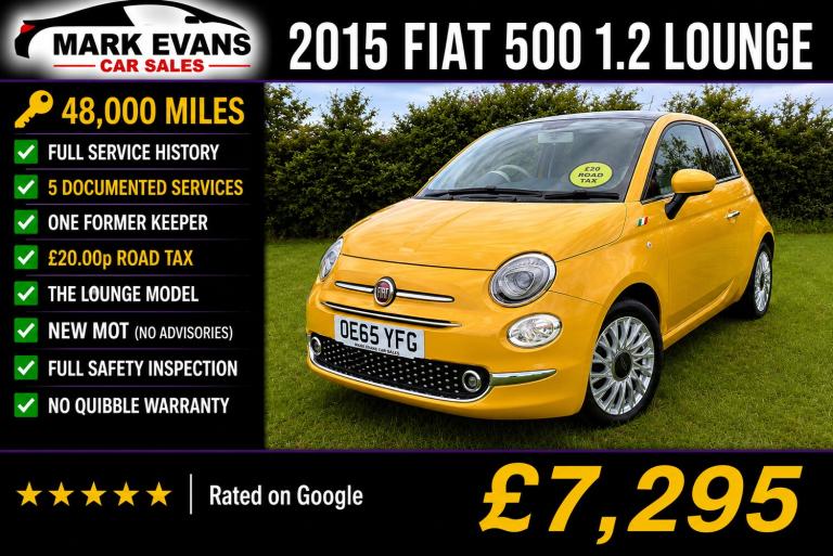 2016 Fiat 500 1.2 Lounge 3dr HATCHBACK Petrol Manual