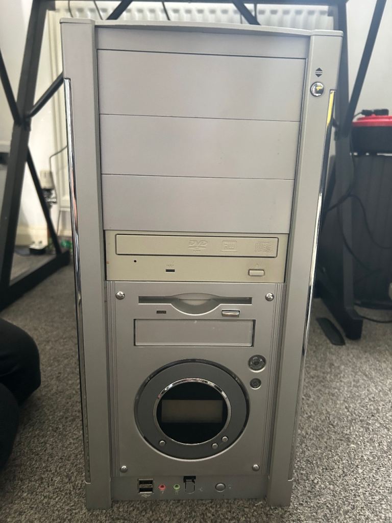silver ATX mid-tower computer