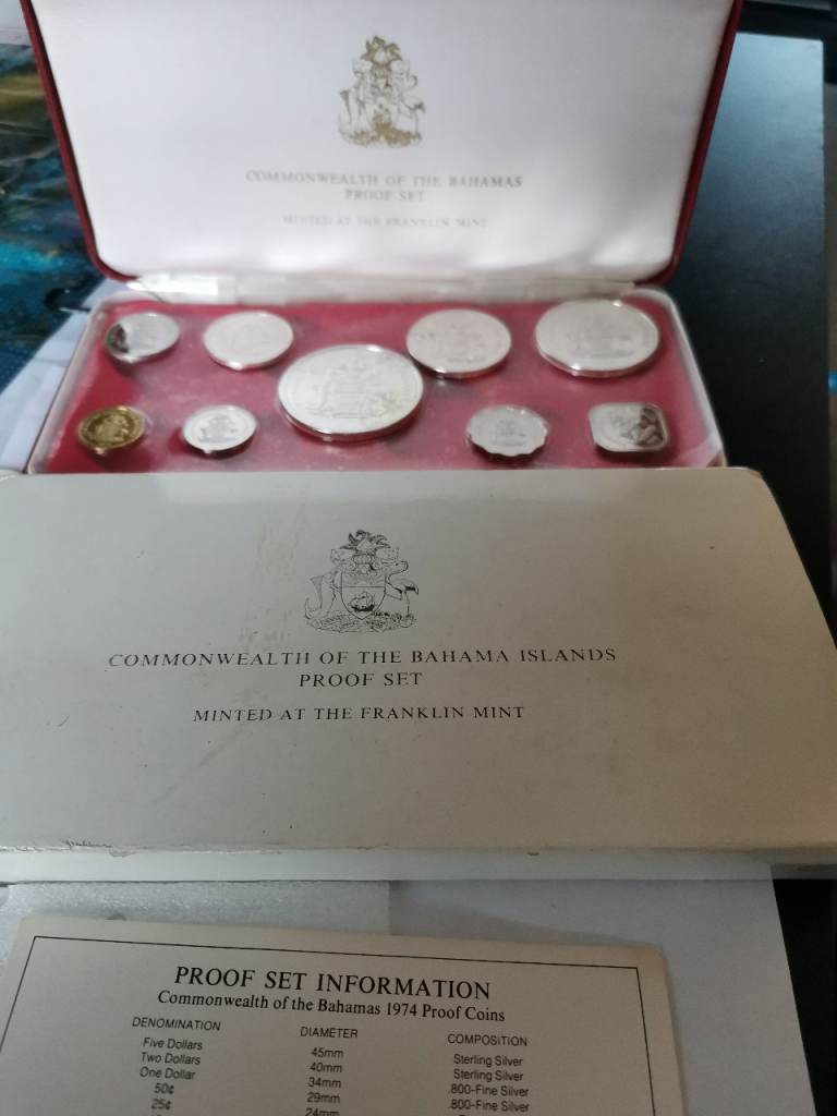 1974 coins of the Bahamas set 100 gramm silver 