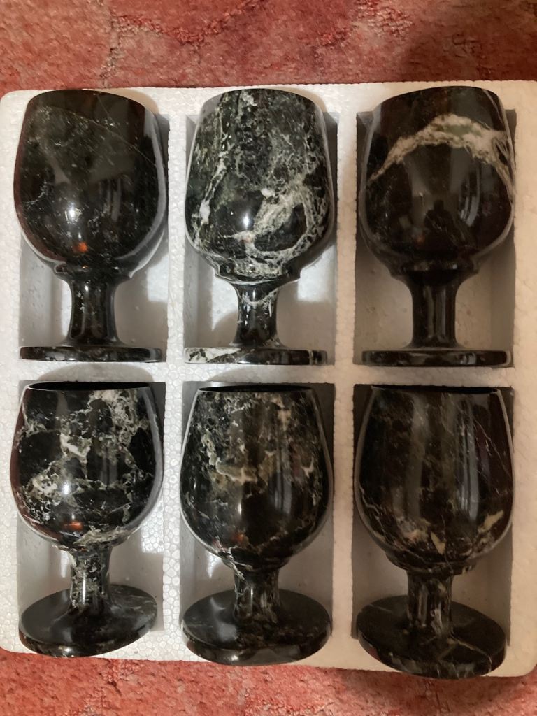 Marble drinking goblets set