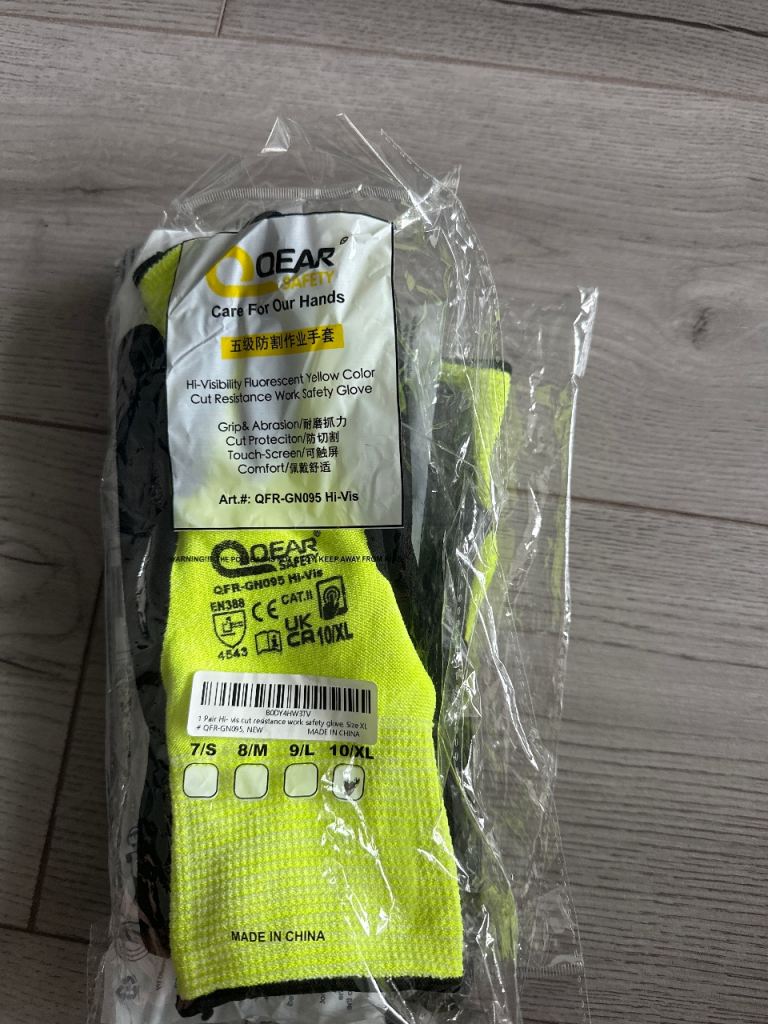 QEAR Hi-Visibility Fluorescent Work Safety Gloves - New