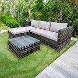 4 piece rattan garden sofa with glass table new