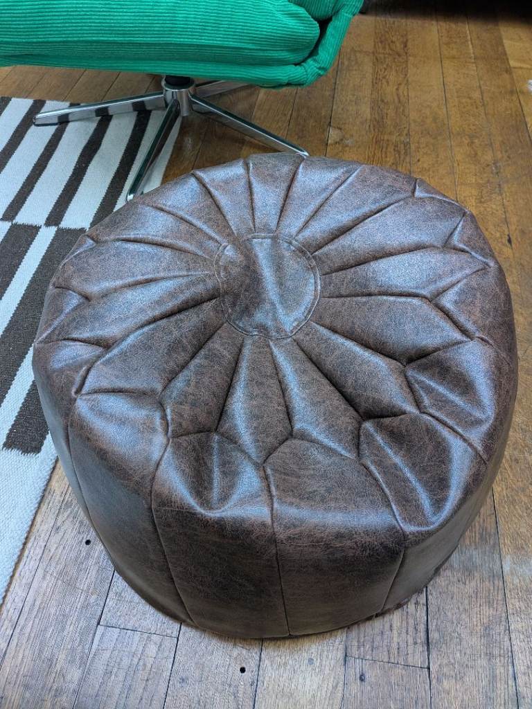 Leather pouffe