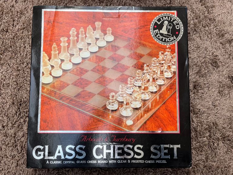 Chess Board and Set Glass