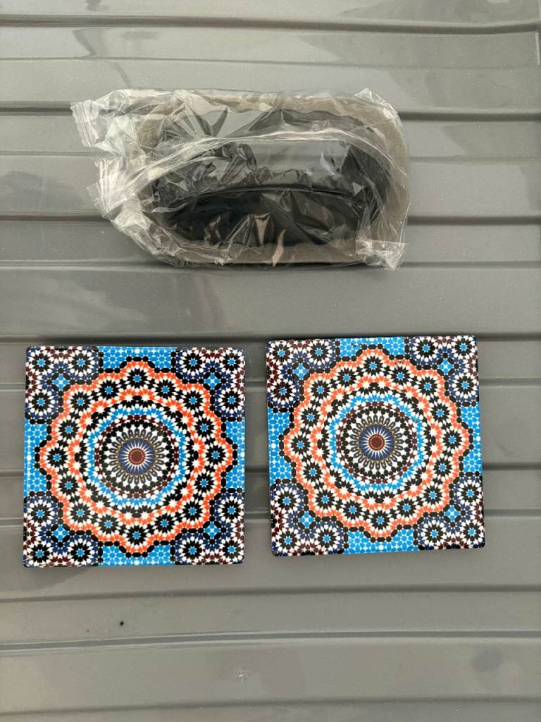 NEW BEAUTIFUL 2 TILES COASTERS AND KITCHEN OR OTHERS HANDY CLEANER ,SL2 ,CASH ONLY