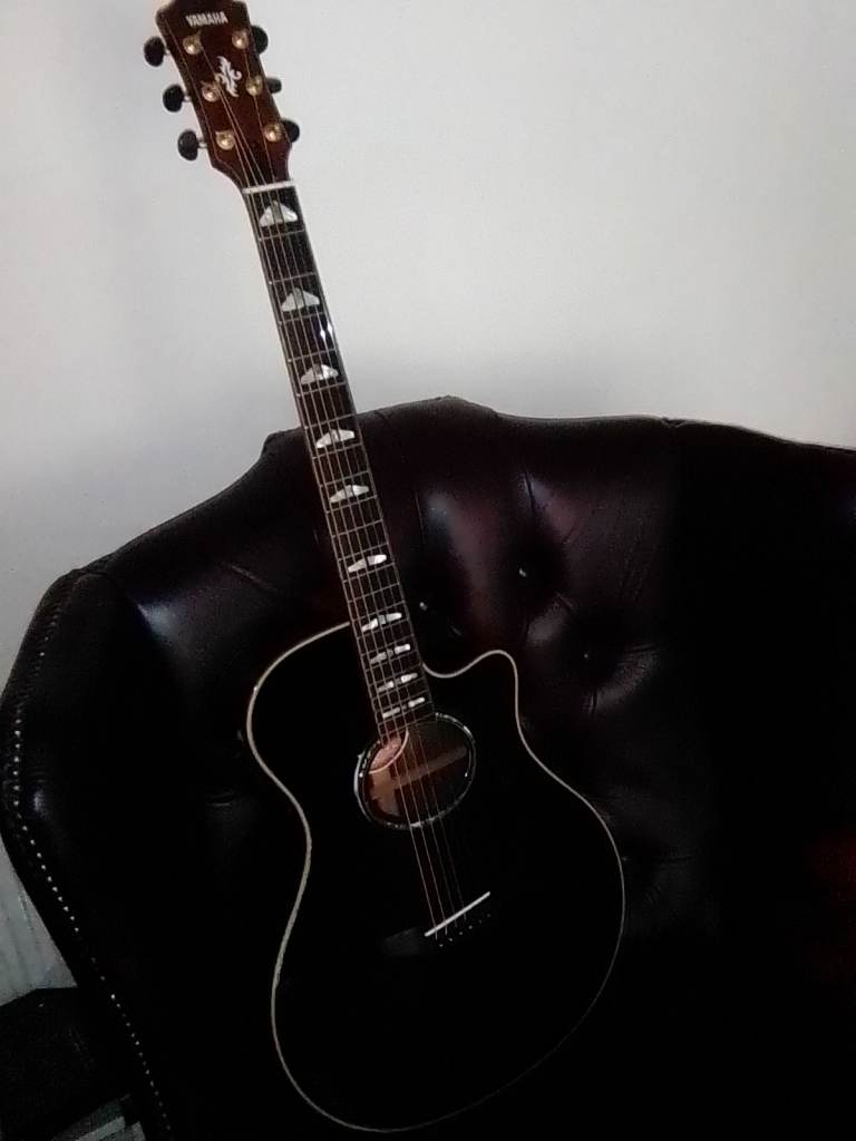 YAMAHA APX1200 TOP E/ACOUSTIC BLACK SPRUCE NEW SET UP/ STRINGS FREE DELUXE HARD CASE
