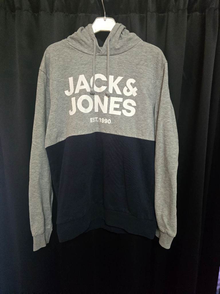 Jack & Jones Hoodie – Grey & Navy – Size M