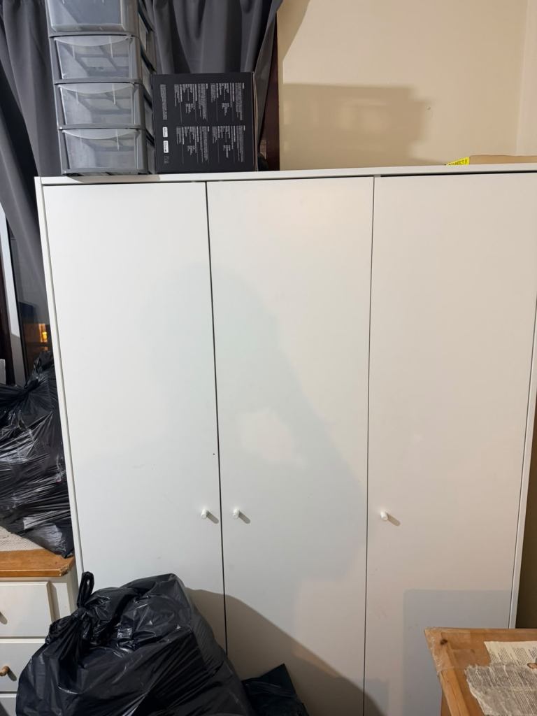 White 3-Door Wardrobe – Good Condition