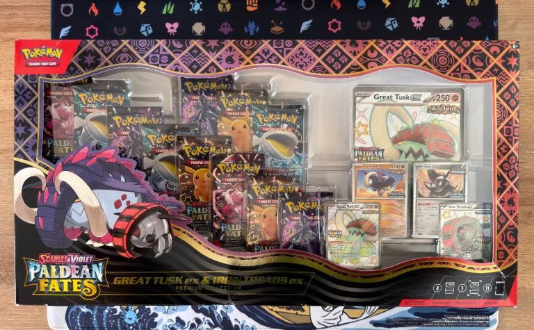 Pokemon Scarlet & Violet Paldean Fates Great Tusk ex & Iron Treads ex Premium Collection Box - NEW